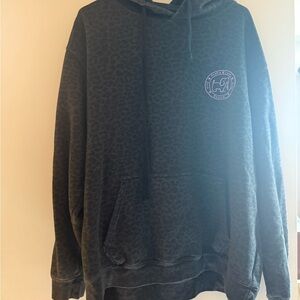 Women's Puppie Love Black Leopard Print Patterned Hoodie